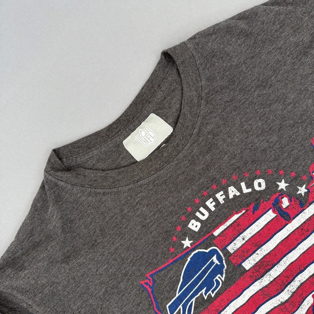 NFL Buffalo Bills Mens L Long Sleeve Shirt Gray Buffalo New York USA Graphic